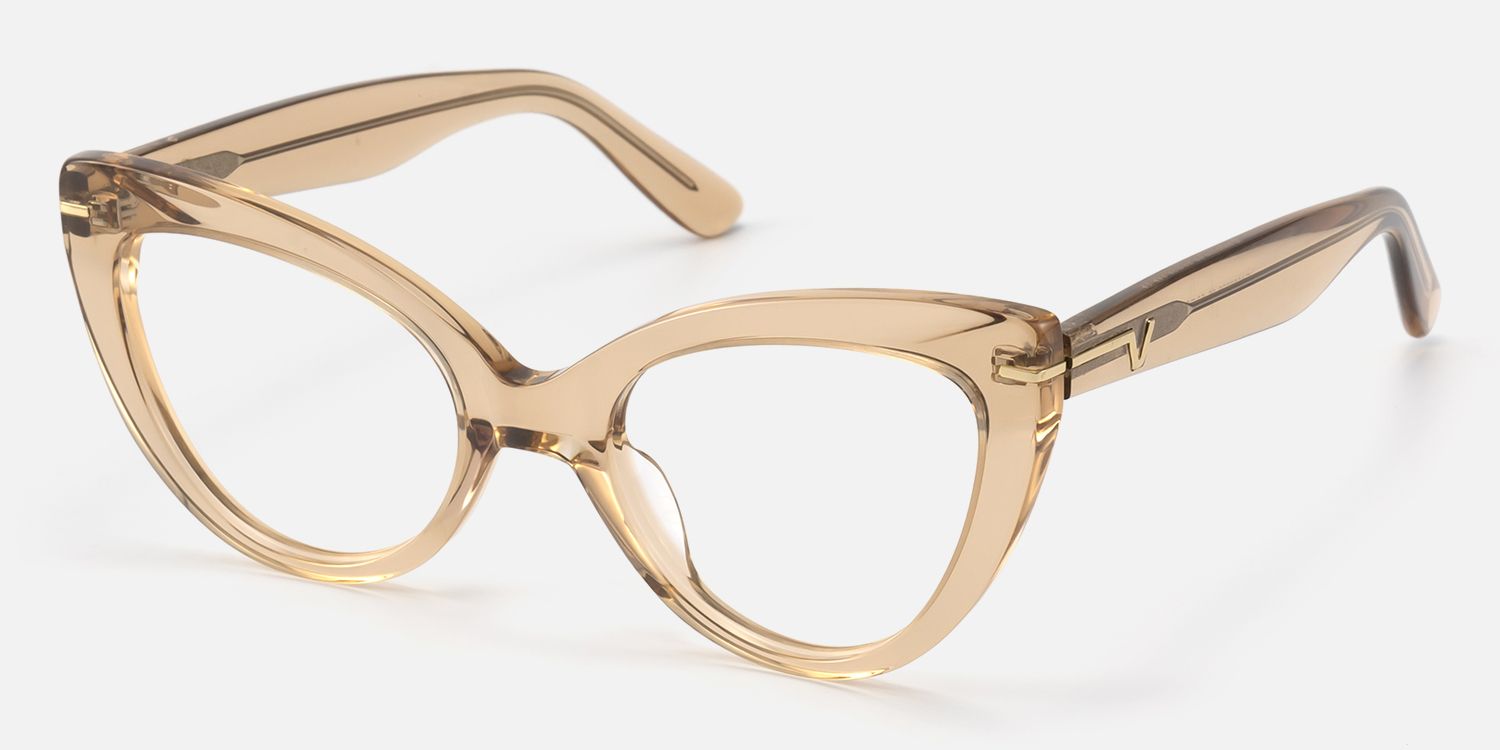 Veromca - Cat Eye Champagne Eyeglasses | Vooglam Front View
