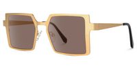 Elowen - Rectangle Gold Sunglasses | Vooglam Front View