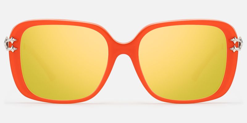 Nova - Bright Orange Gold Mirrored Wire Sunnies by Vooglam