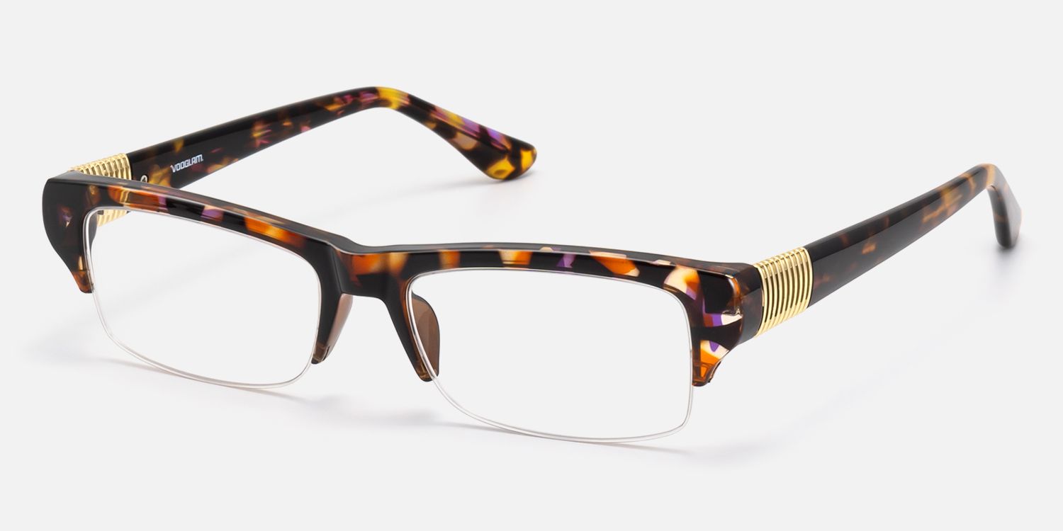 Kairo - Tortoise Semi Rimless Glasses | Vooglam Front View