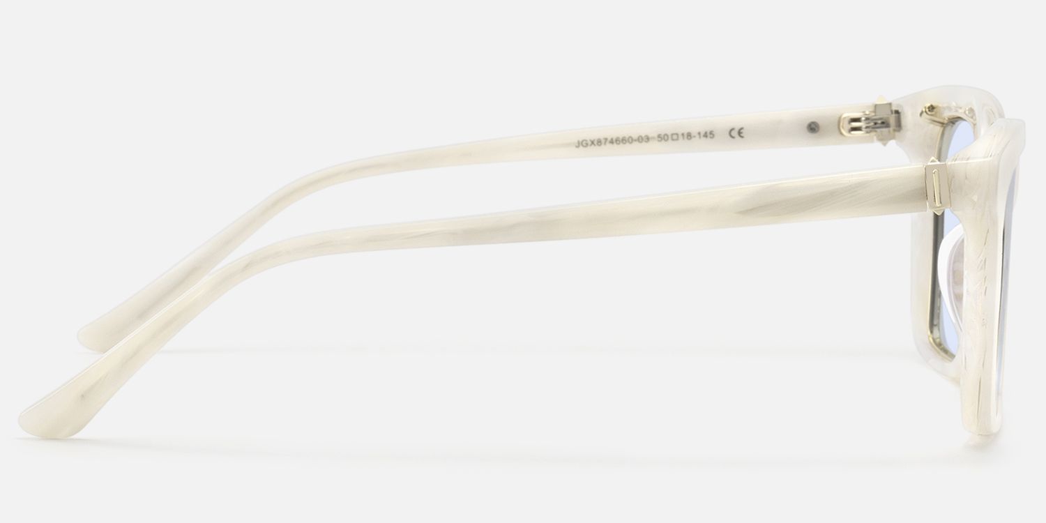 Chaparral - Blue Lens Rectangle White Sunglasses | Vooglam Side View