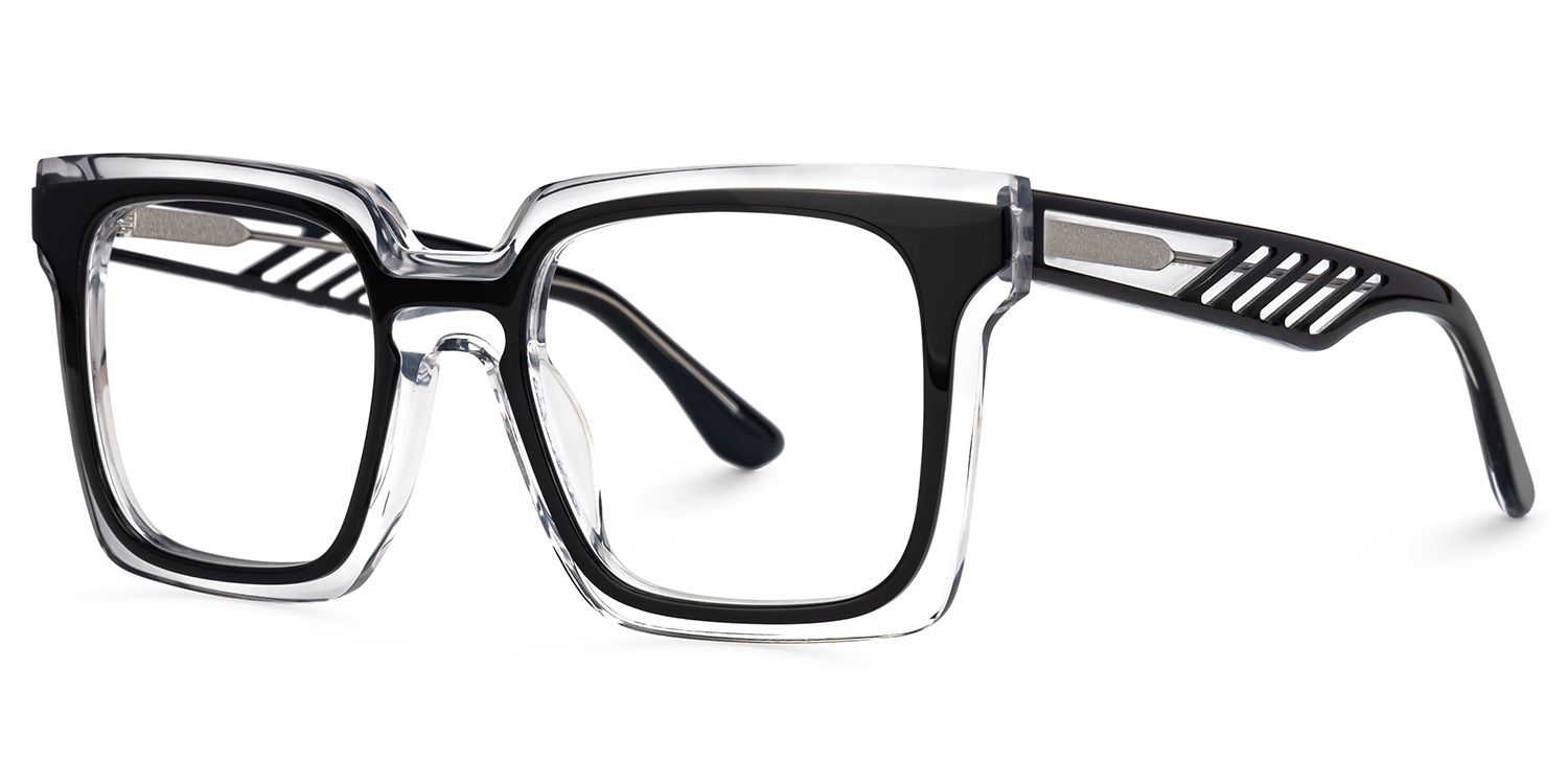 Fenicia - Square Black/Crystal Eyeglasses | Vooglam Front View