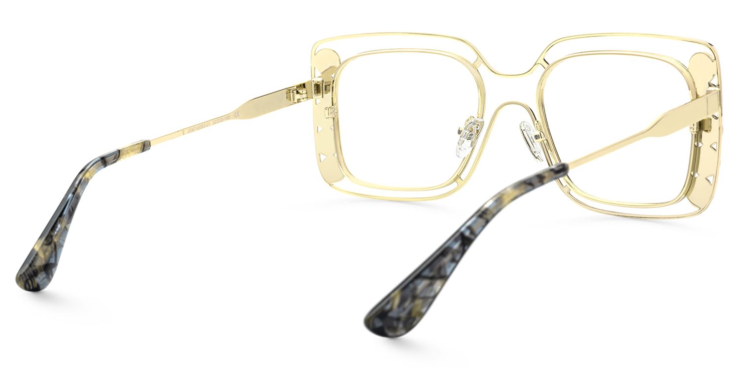Lainey - Square Gold Eyeglasses | Vooglam Side View