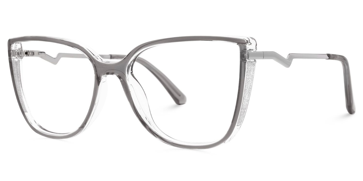 Faithan - Cat Eye Grey Eyeglasses | Vooglam Front View