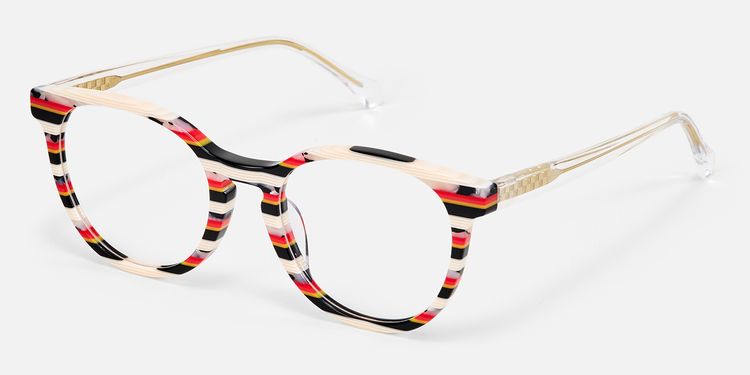 Boban - Round Black/Red Eyeglasses by Vooglam