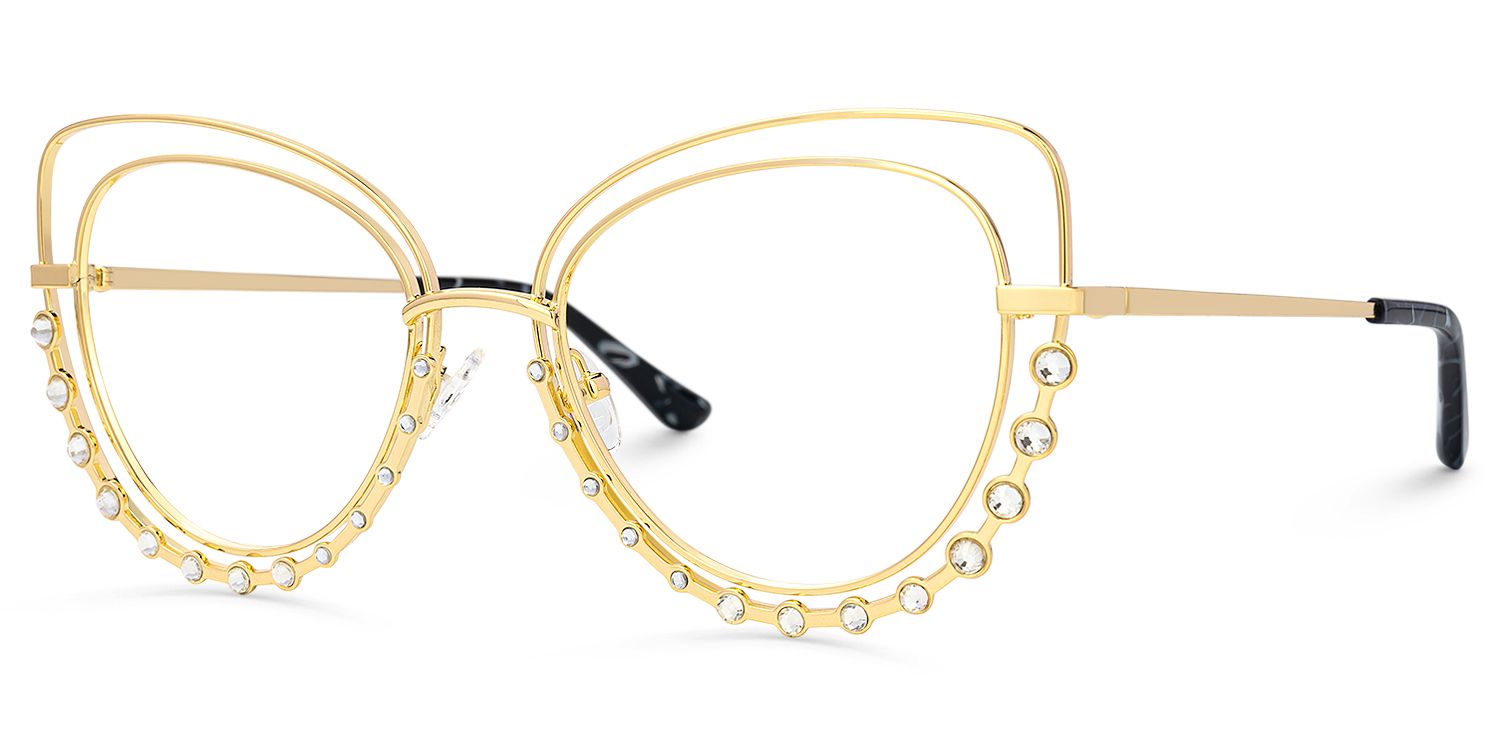 Odilia - Cat Eye Gold Eyeglasses | Vooglam Front View
