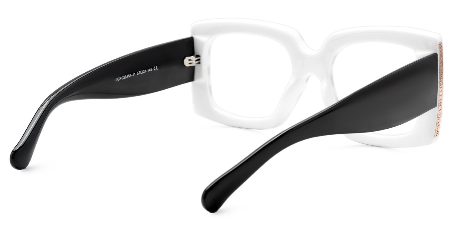 Borislav - Rectangle Black/White Eyeglasses | Vooglam Side View