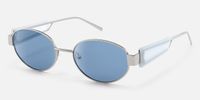 Ember - Oval Silver Sunglasses | Vooglam Front View