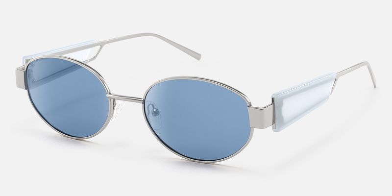 Ember - Oval Silver Sunglasses