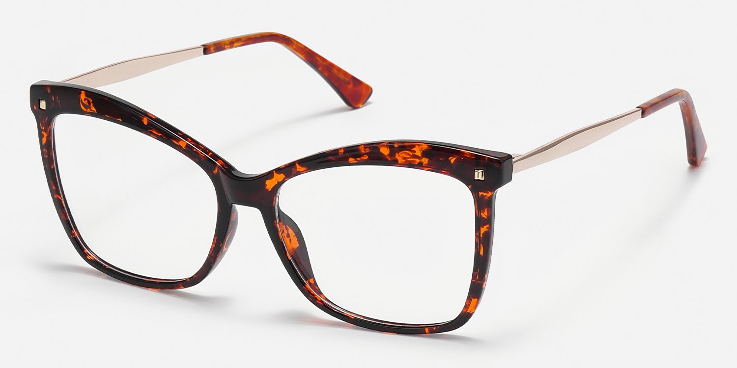 Libby - Chic Tortoise Butterfly Glasses | Vooglam Front View