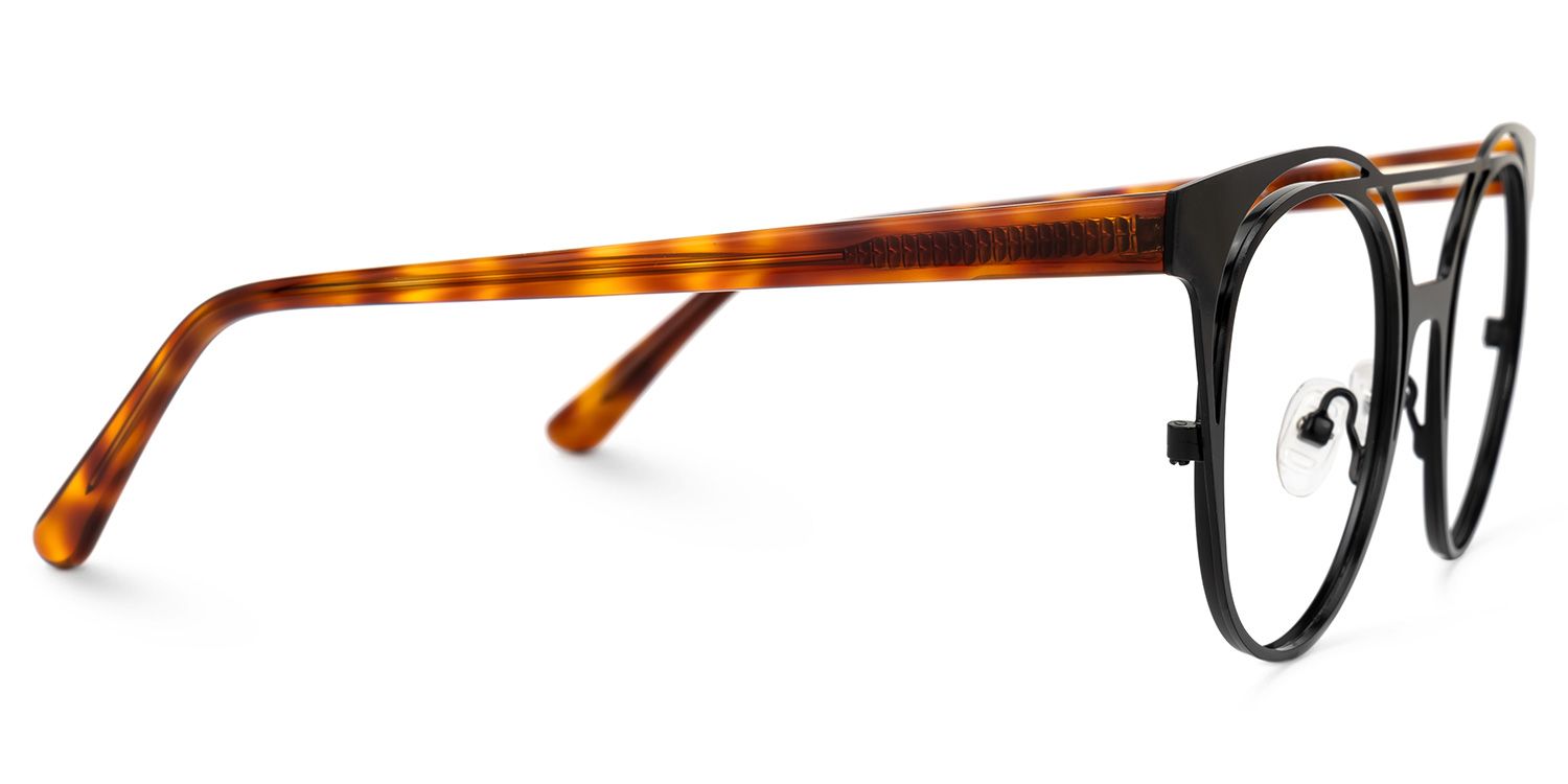 Afrodille - Round Black Eyeglasses by Vooglam - Product View 4