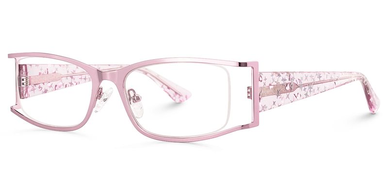 Elle - Rectangle Pink Eyeglasses | Vooglam