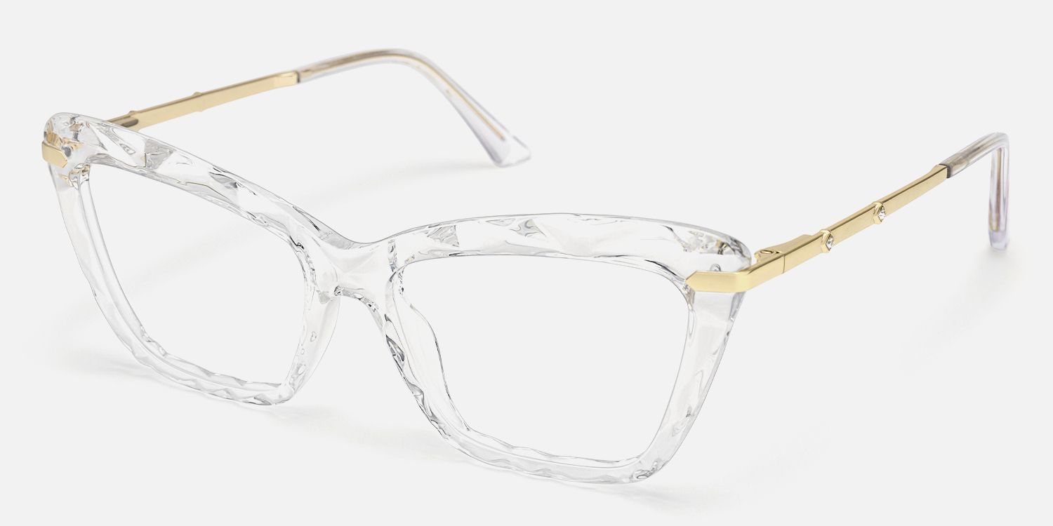 Annie - Clear Rectangle Crystal Frame Eyeglasses | Vooglam Front View