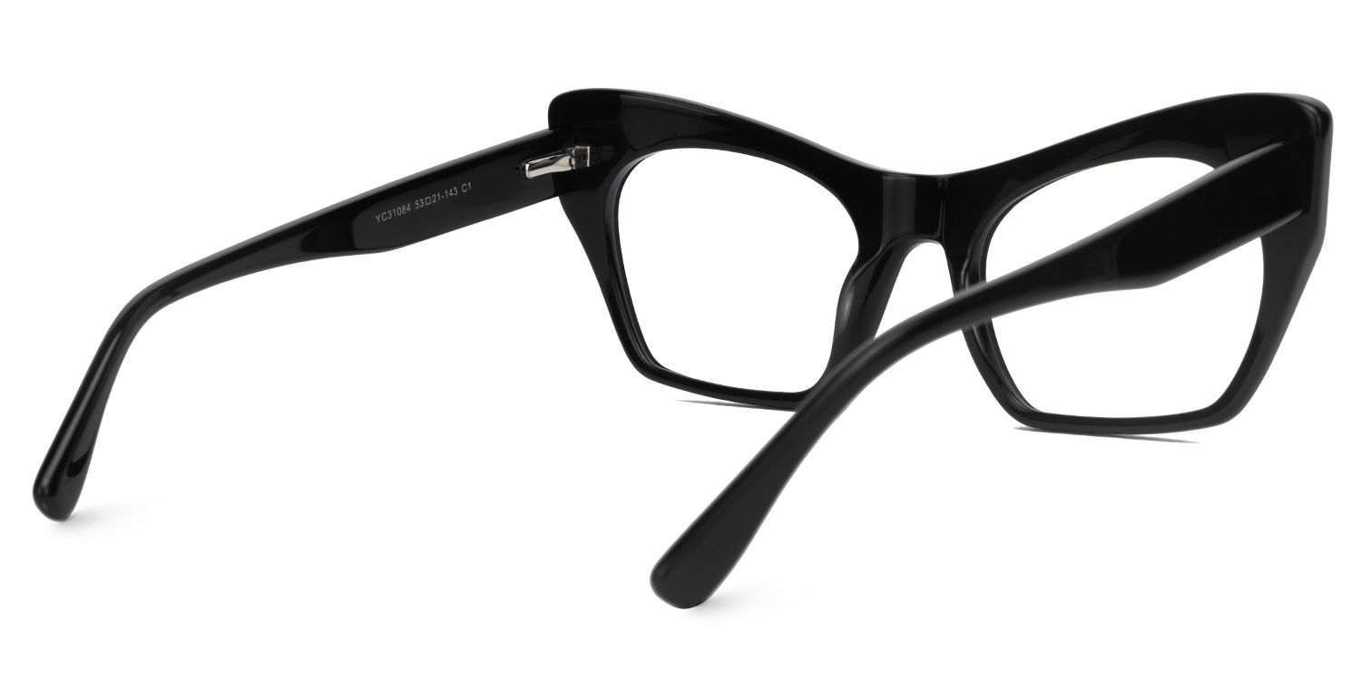 Elah - Cat Eye Black Eyeglasses | Vooglam Side View