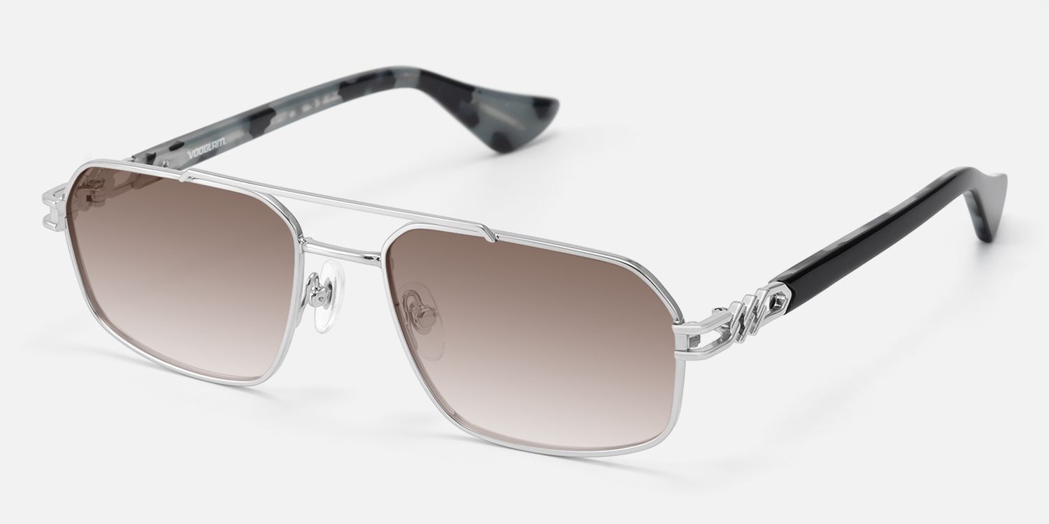 Lacey - Gradient Aviator Silver Sunglasses | Vooglam Front View