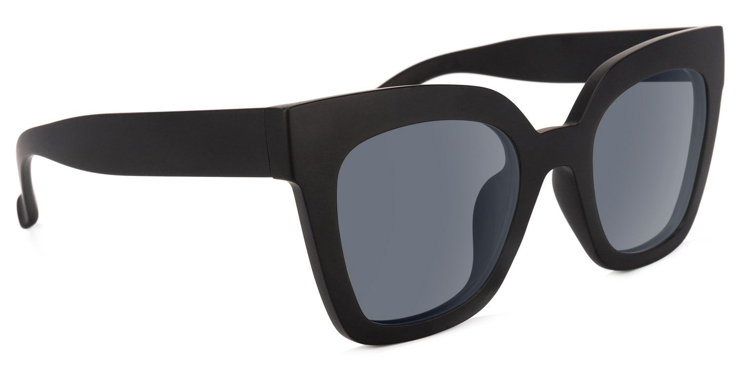 Naila - Square Black Sunglasses│Vooglam - Product View 4