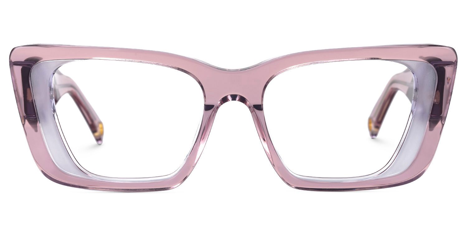 Emerens - Rectangle Pink Eyeglasses by Vooglam - Angle View