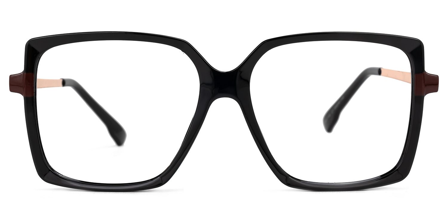 Ebru - Square Black Eyeglasses | Vooglam Angle View