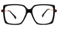 Ebru - Square Black Eyeglasses | Vooglam Angle View