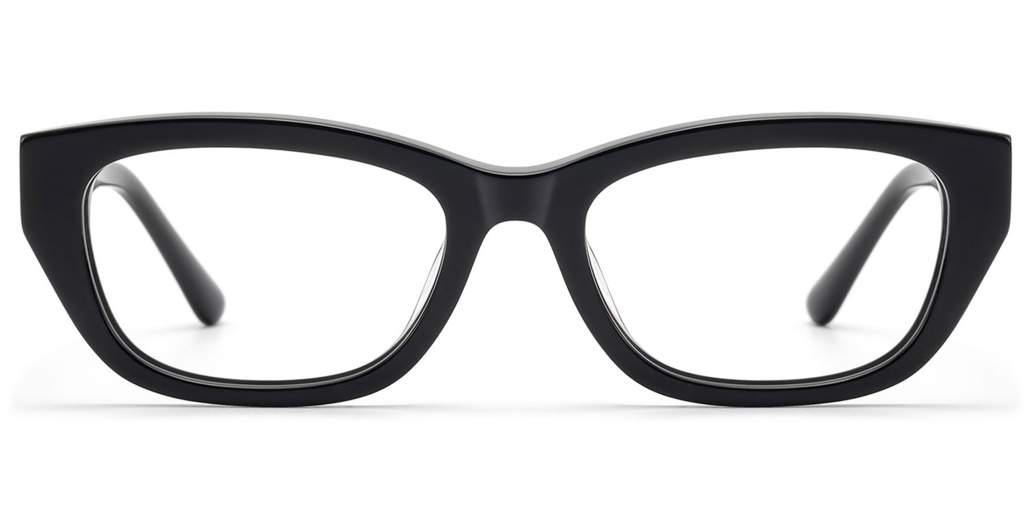 Frame Size of Riven - Solid Black Angular Cat Eye Frame | Vooglam
