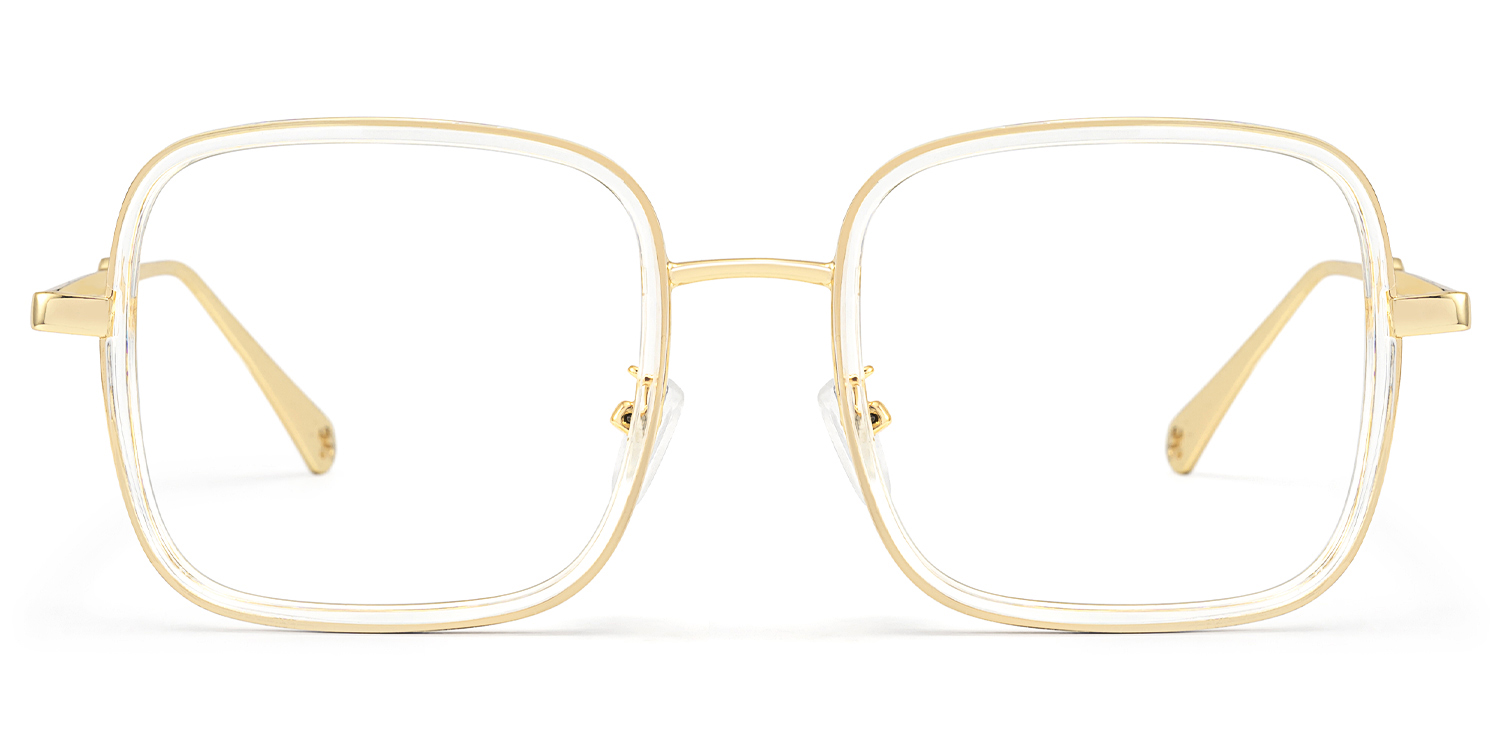 Jace - Clear Square Designer Glasses Gold Temples