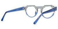 Annaisha - Round Blue Eyeglasses | Vooglam Side View