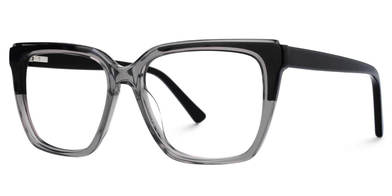 Elske - Rectangle Grey Eyeglasses | Vooglam Front View