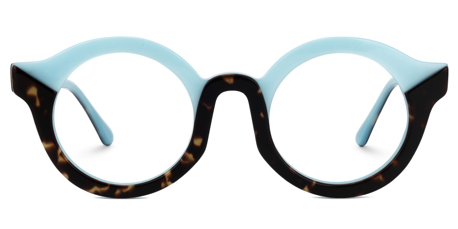 Fahima - Round Blue/Tortoise Eyeglasses | Vooglam Angle View