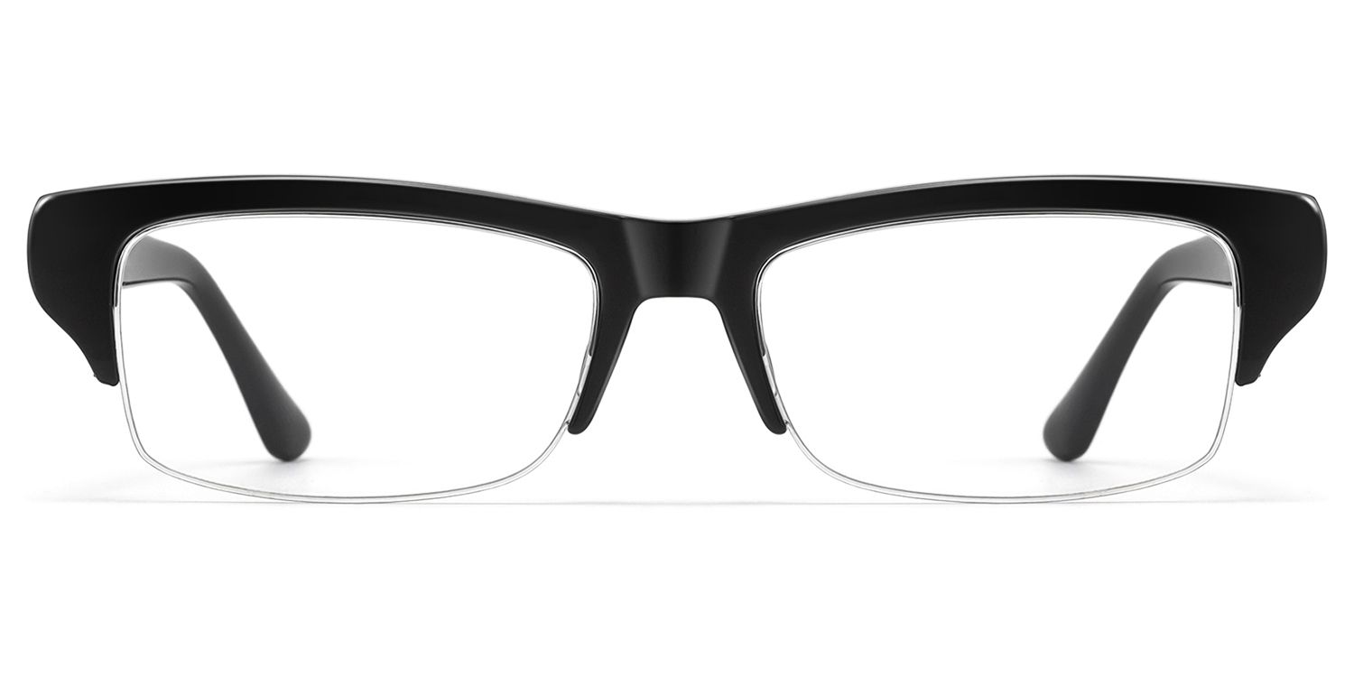 Kairo - Black Semi Rimless Acetate Glasses | Vooglam Product Details 1
