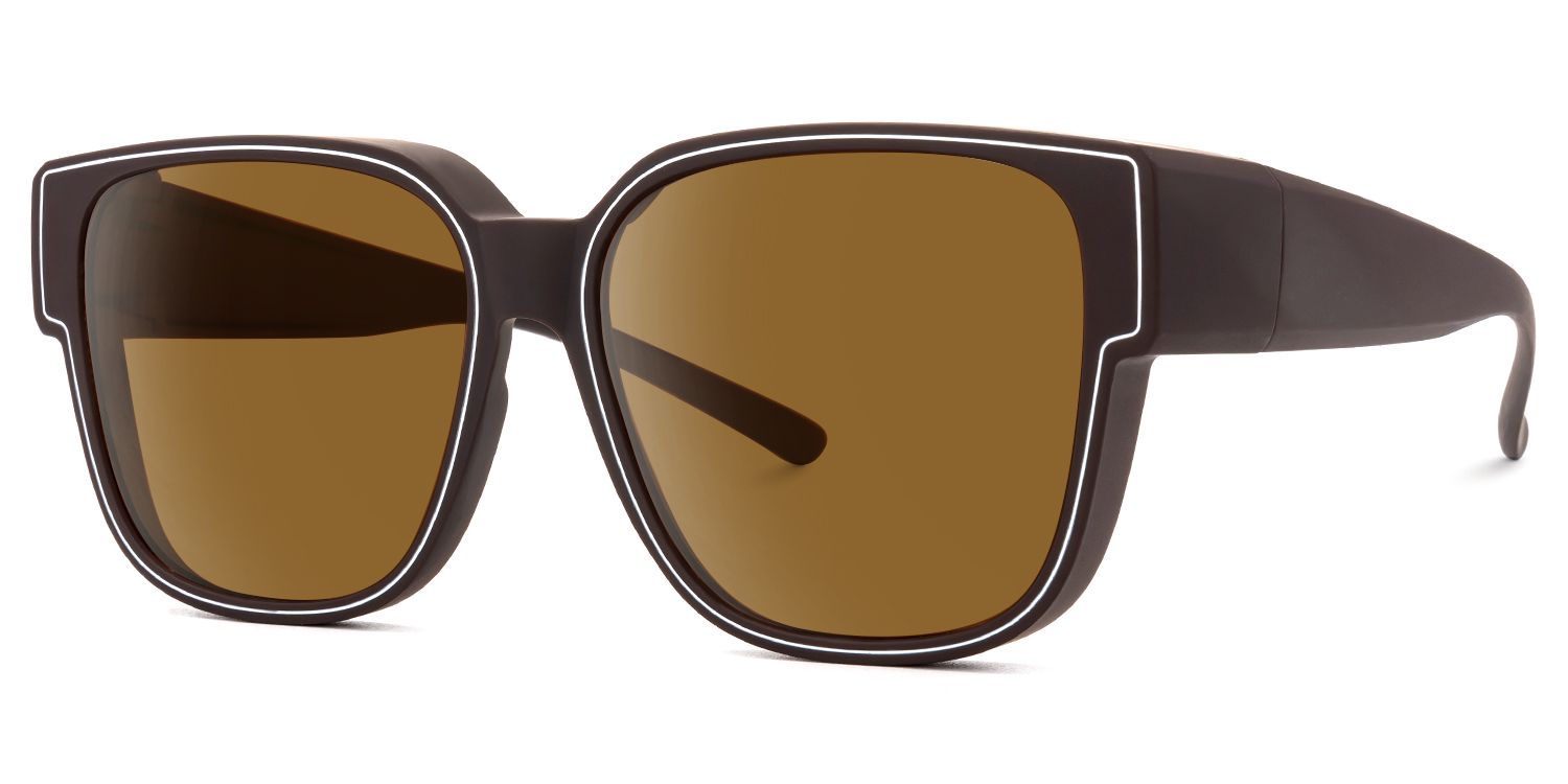 Macayle - Square Brown Fit Over Sunglasses by Vooglam - Front View