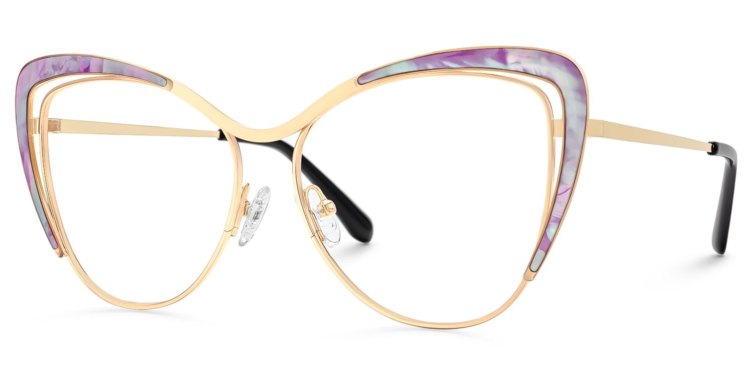Jachin - Cat Eye Purple Eyeglasses by Vooglam - Front View