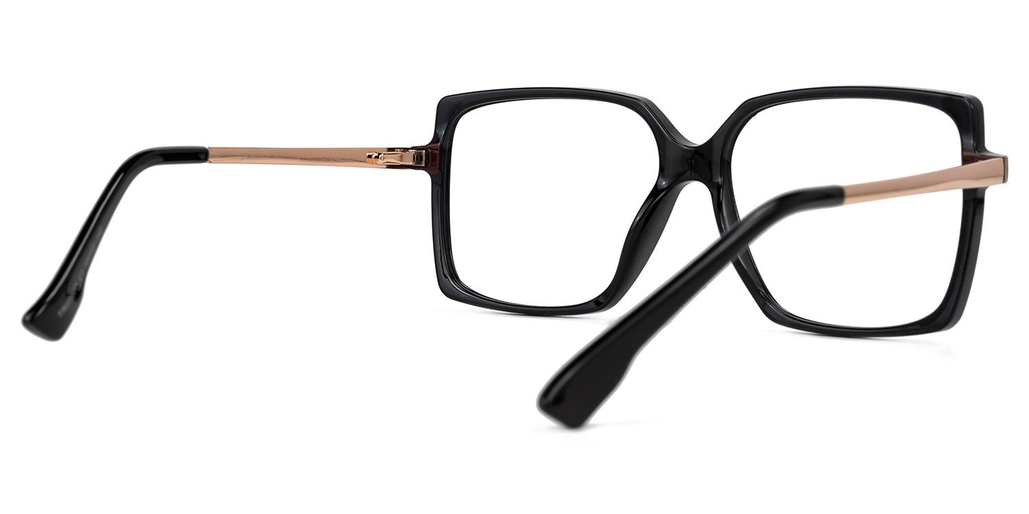 Ebru - Square Black Eyeglasses | Vooglam Side View