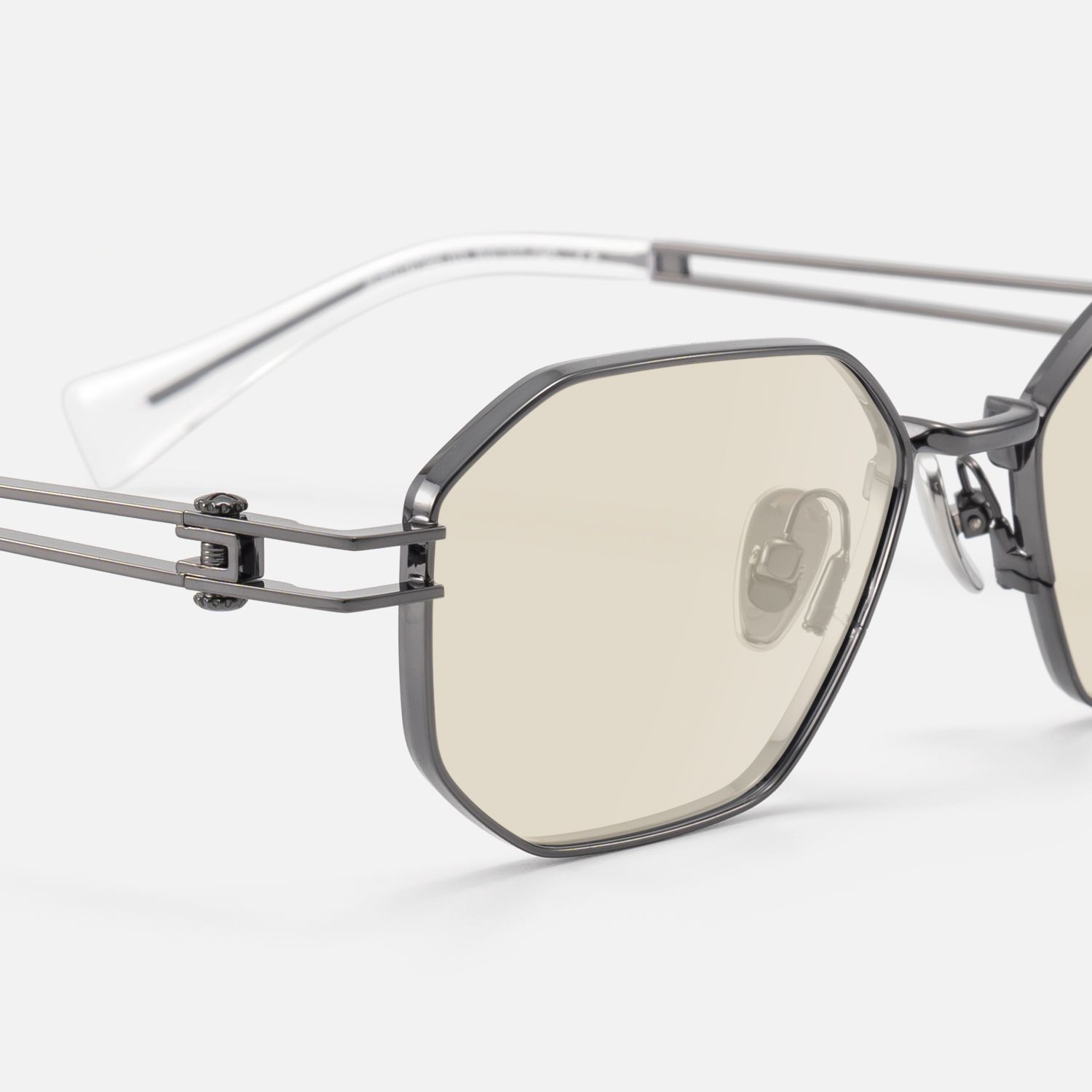 Loos - Gunmetal Double Wire Geometric Sunglasses | Vooglam Design Details