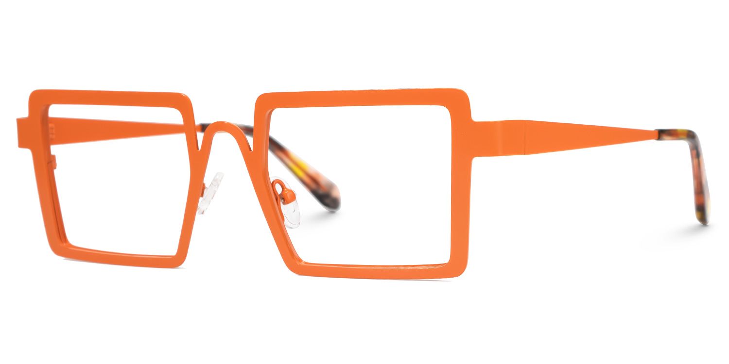 Cairbre - Rectangle Orange Eyeglasses | Vooglam Front View