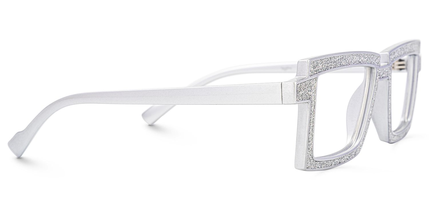 Pandeia - Rectangle Silver Eyeglasses | Vooglam 4