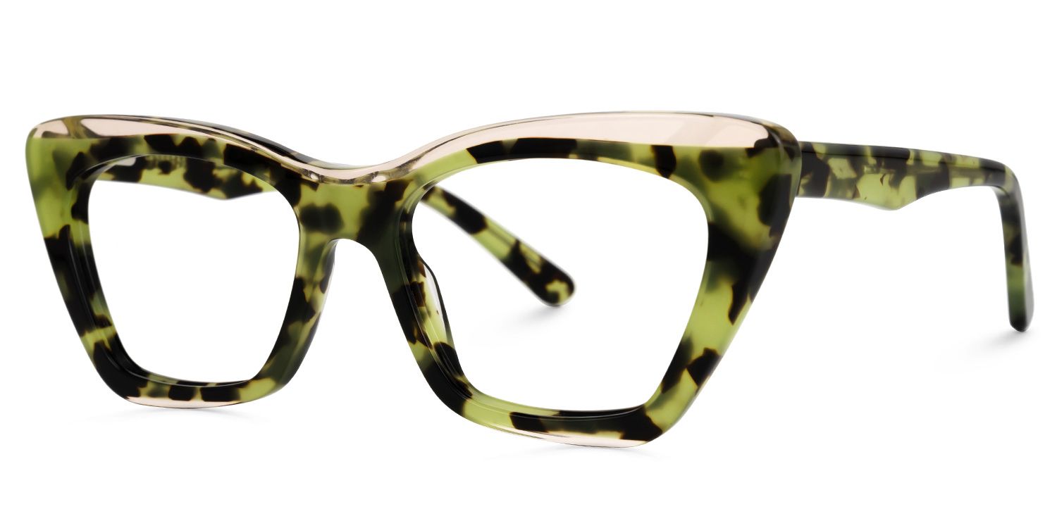 Demid - Cat Eye Green/Tortoise Eyeglasses | Vooglam Front View