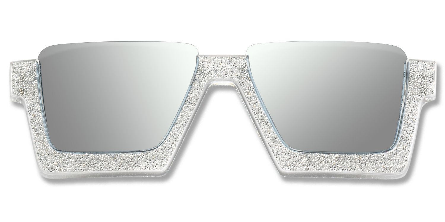 Dardhan - Rectangle Silver Sunglasses | Vooglam Front View