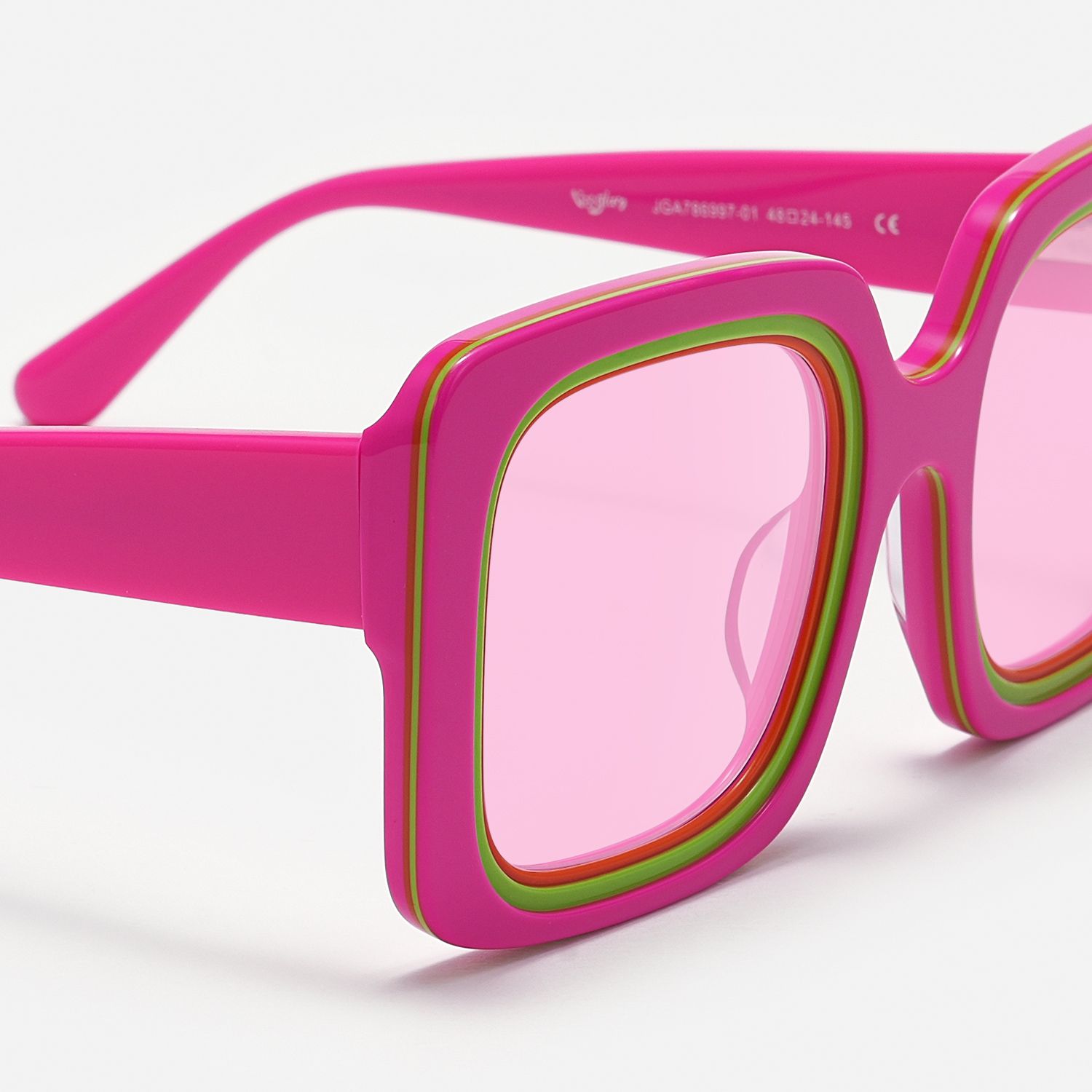 Esadowa - Square Pink Sunglasses by Vooglam - Design Details