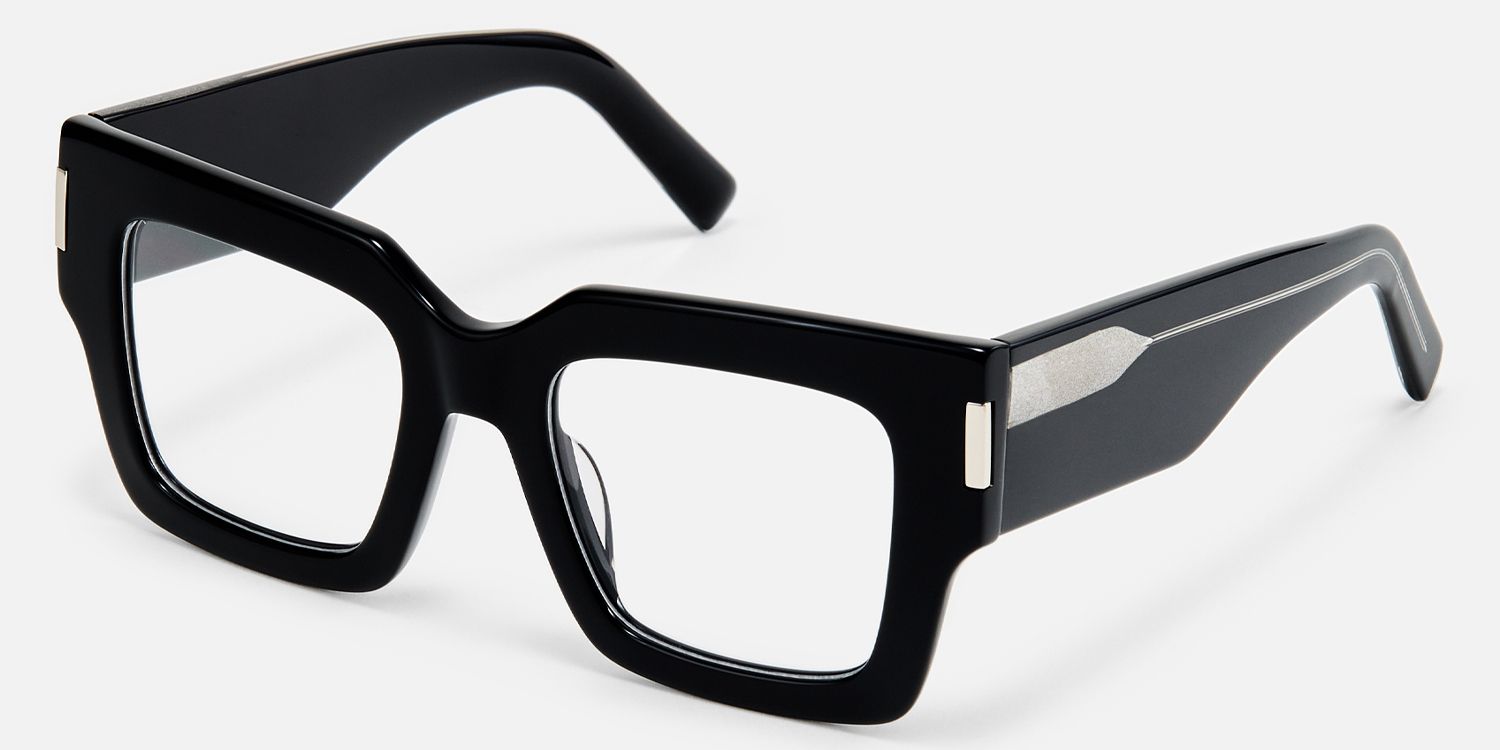 Vaeda - Square Black Eyeglasses | Vooglam Front View