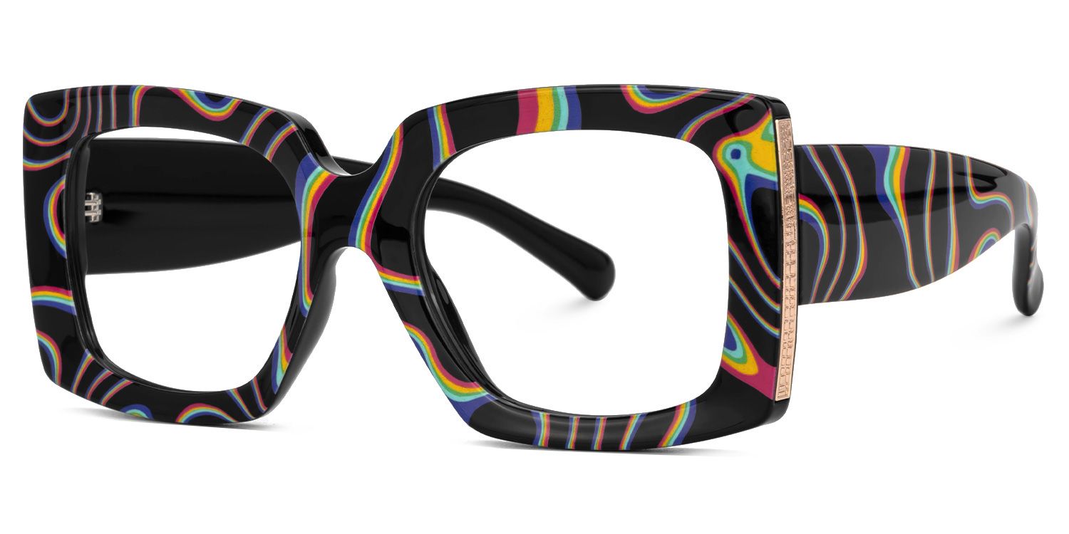 Borislav - Bold Psychedelic Inspired Square Glasses | Vooglam Front View