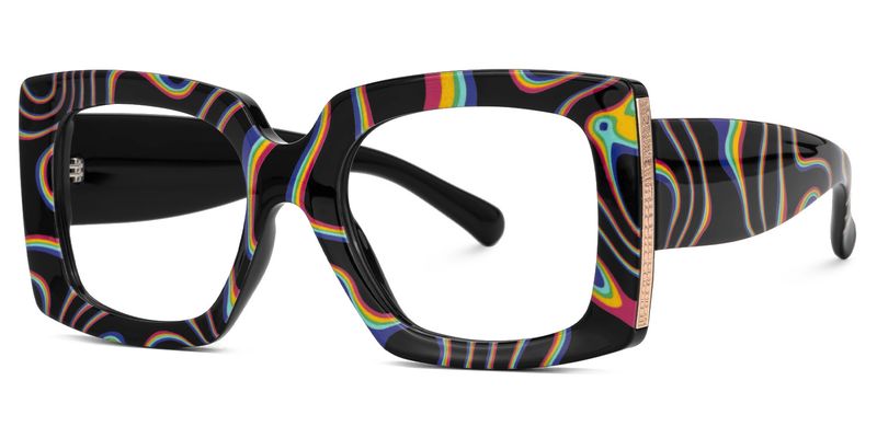 Borislav - Bold Psychedelic Inspired Square Glasses | Vooglam