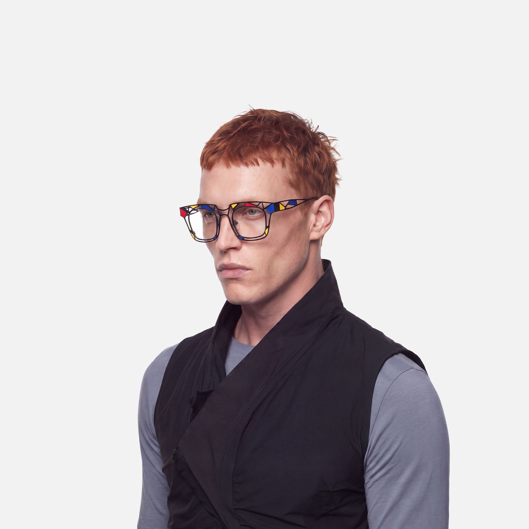Mondrian - Art Inspired Square Glasses | Vooglam On Model 4