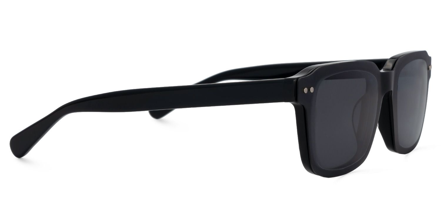 Nafisa - Rectangle Black Sunglasses by Vooglam - Product View 5