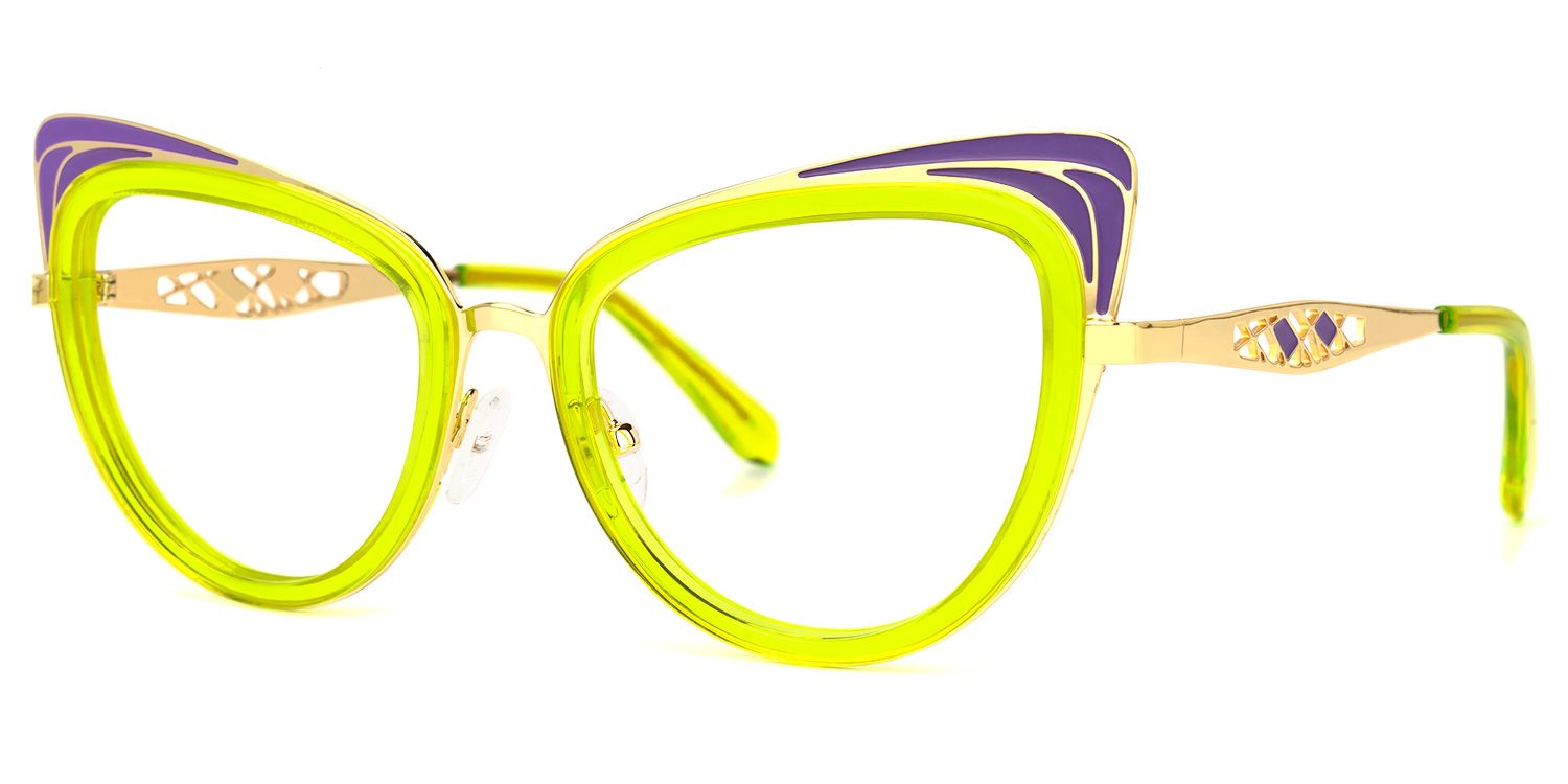 Aderes - Cat Eye Green Eyeglasses | Vooglam Front View