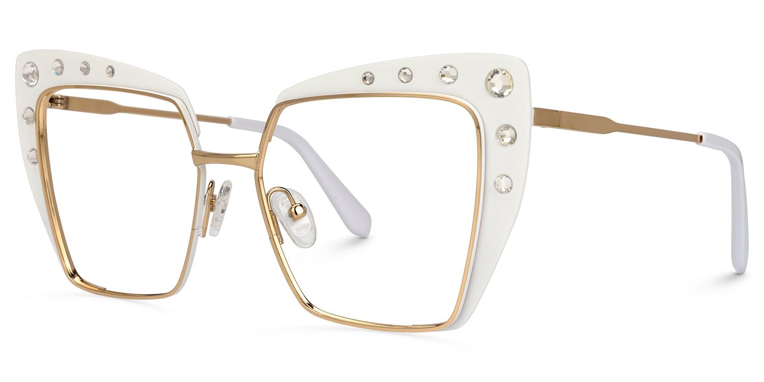 Afrim - Square White Eyeglasses | Vooglam Front View