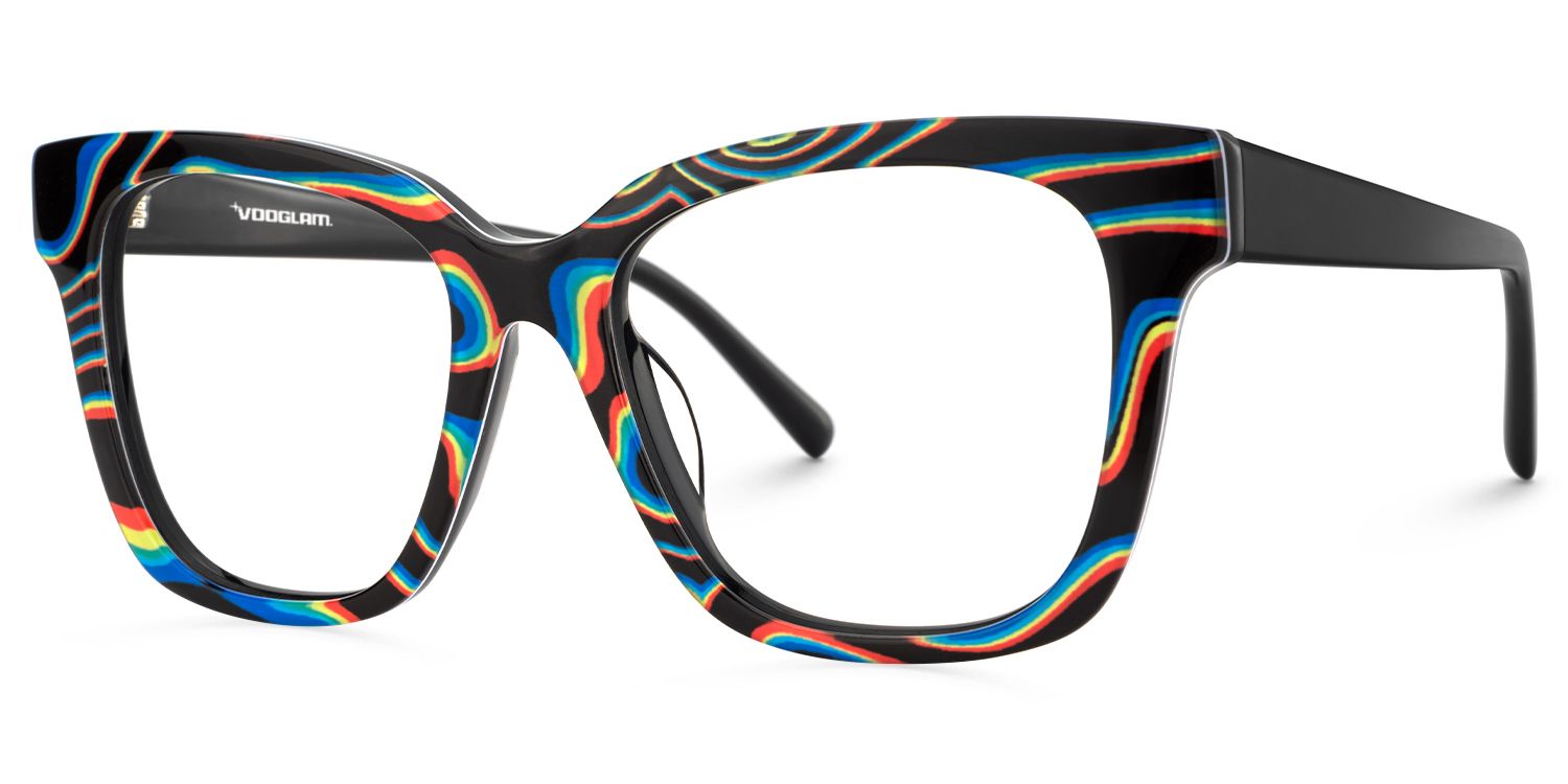 Laisha - Square Multicolor Eyeglasses | Vooglam Front View