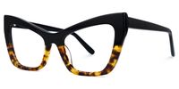 Bader - Cat Eye Black/Tortoise Eyeglasses | Vooglam Front View