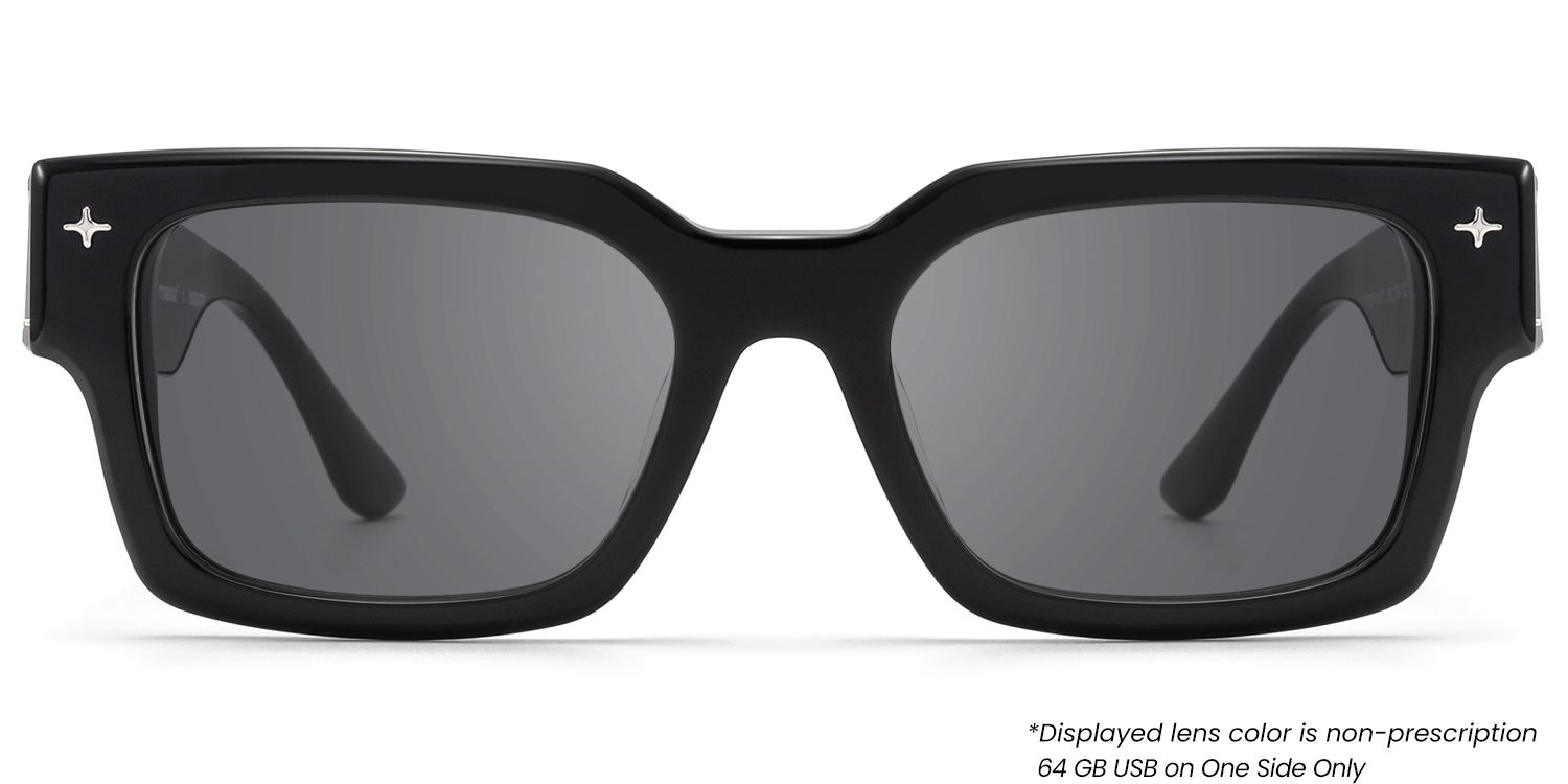 The Programmer - Rectangle Black Sunglasses | Vooglam Product Details 1