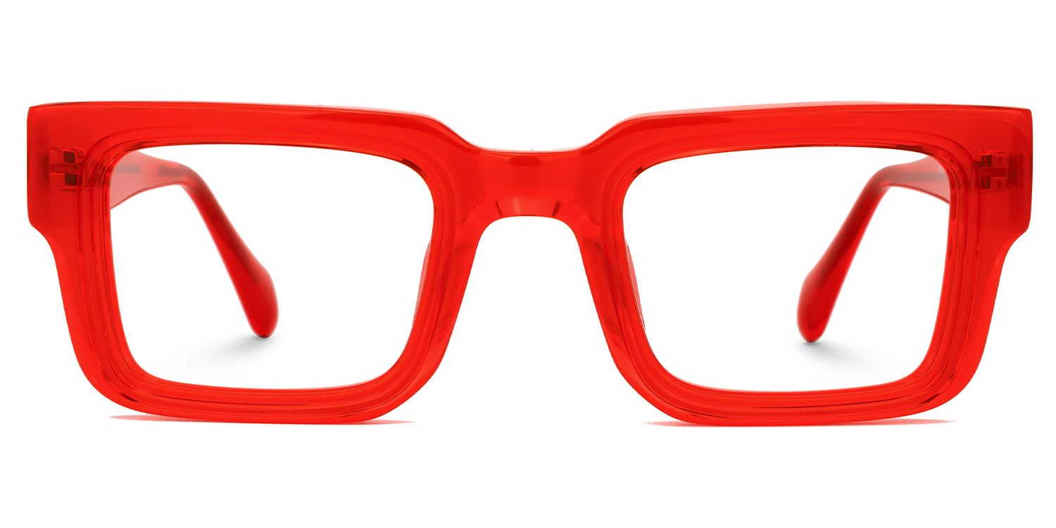 Cherie - Rectangle Red Eyeglasses by Vooglam - Angle View