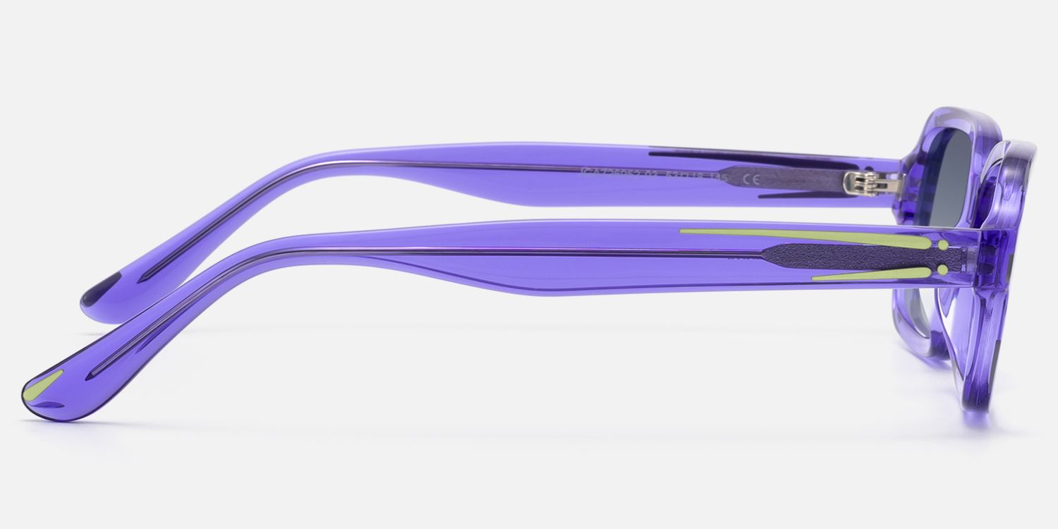 Pixel - Purple Comic Gradient Gray Tint Sunnies by Vooglam - Side View